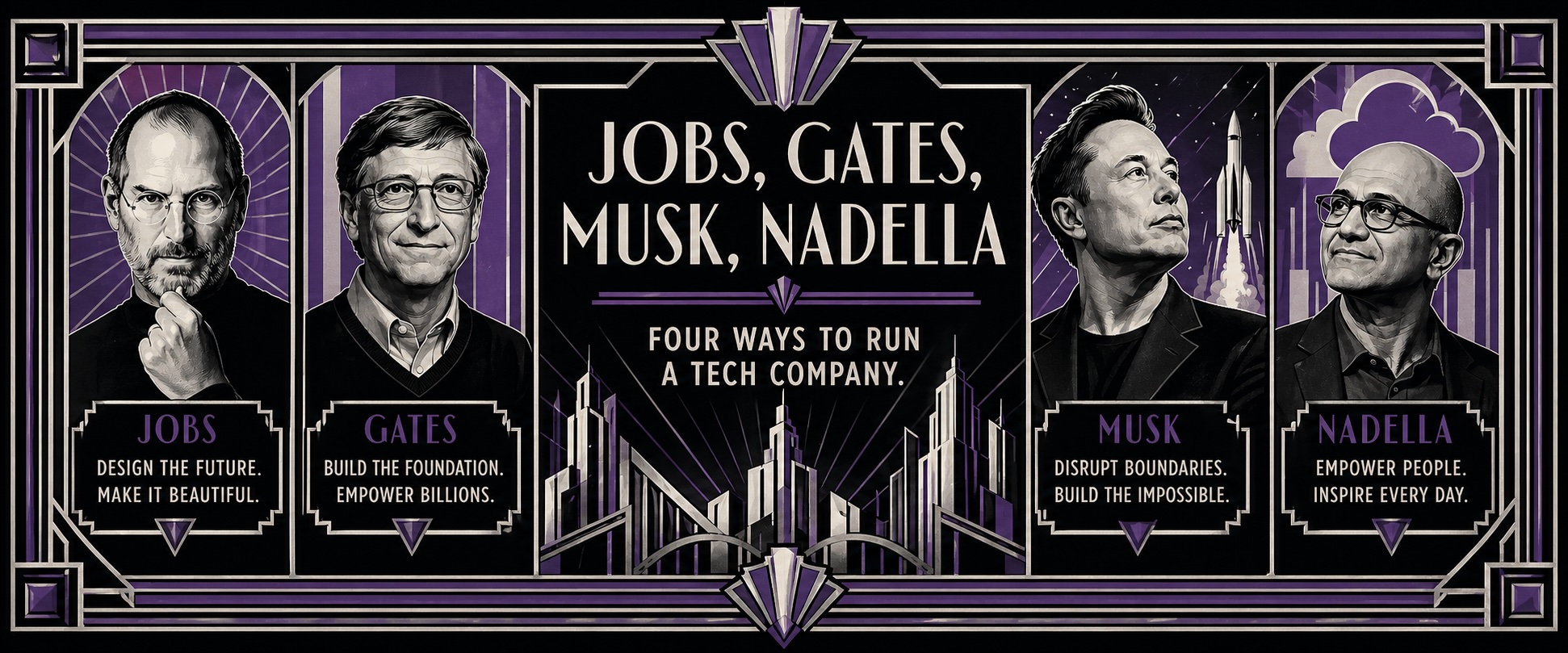 Jobs, Gates, Musk, Nadella - Four Ways to Run a Tech Company