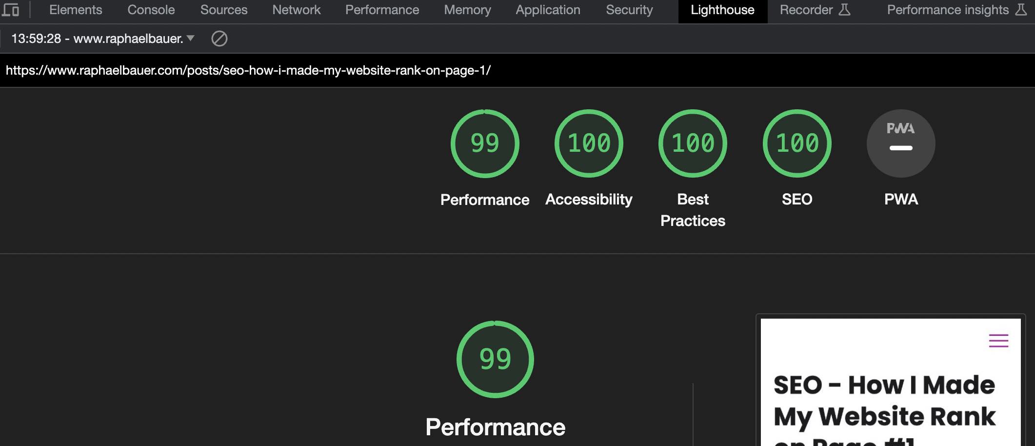 A good lighthouse score is imperative for a good ranking.